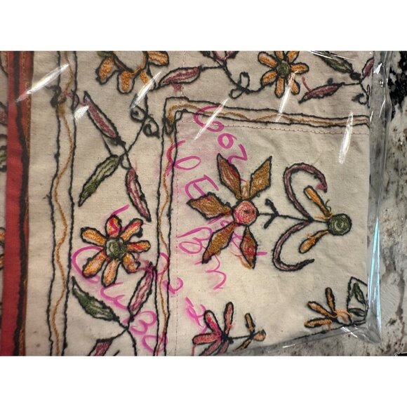 Indian Hand Embroidered Folk Art Floral Cotton Table Runner table top wall - Picture 13 of 15
